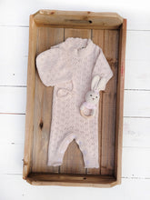 Load image into Gallery viewer, Grace Knitted Romper with Hat 2pc Set Apricot pink or Plum: Light Apricot/pink / 3-6m