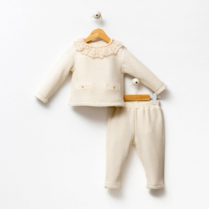 Cotton Girl Honeycomb Design Top and Pants : Rose / 9-12M