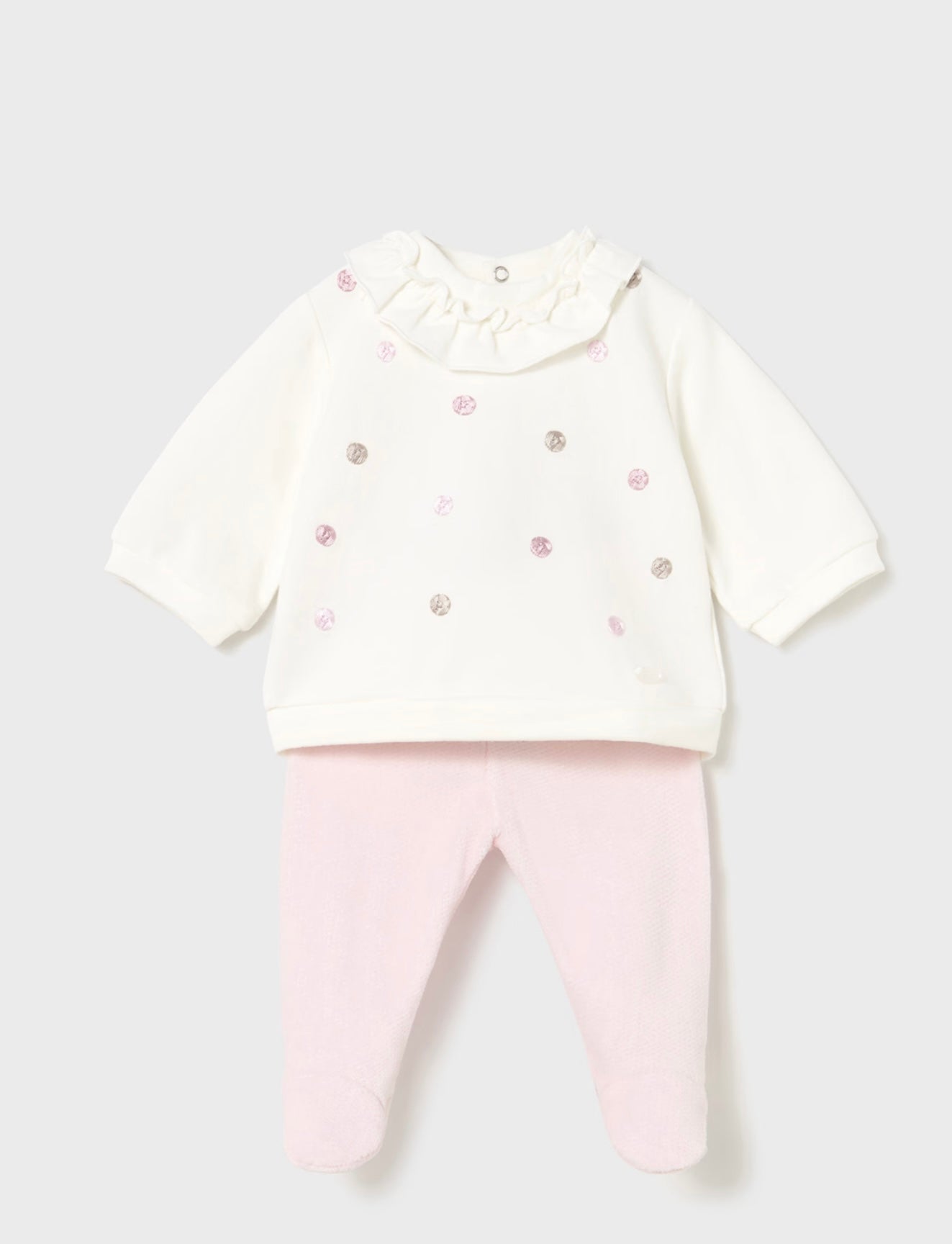 Infant girl pink/ cream pants & sweatshirt set 