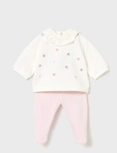 Load image into Gallery viewer, Infant girl pink/ cream pants &amp; sweatshirt set 