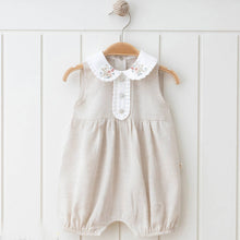 Load image into Gallery viewer, Girl Natural Linen Embrodried Romper 0-12M: 3-6M / Rose