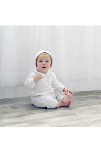 Julius Berger & Carriage Boutique - Baby Boy Knit Pearl Blue Cross Outfit + Bonnet: 6M