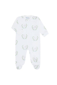 Nellapima - Blue Lamb Print Zipper Footie: Blue / 3 - 6M - Nenes Lullaby Boutique Inc