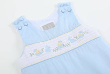 Load image into Gallery viewer, Lil Cactus - Light Blue Easter Smocked Shortalls: 18-24M