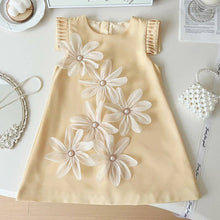 Load image into Gallery viewer, Summer Loose Sleeveless Dress for Girls Western Style Three-Dimensional Petal Pleated Satin Vest Dress: Pink / 5-6 Years (130cm)