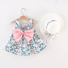 Load image into Gallery viewer, 2pcs Floral Print Bowknot Sleeveless Baby Dress: 9-12 Months / Pink