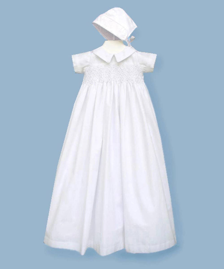 Hand Smocked Boy Christening Gown + Bonnet: 9m