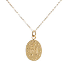 Load image into Gallery viewer, Gold Plated Miraculous Medal Cross Necklace for Girls &amp; Kids: 14 inch