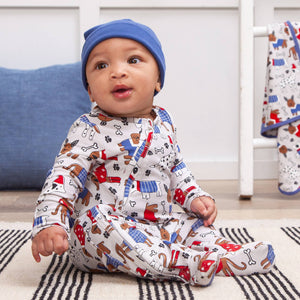 Baby Boy's Puppy Love Bamboo Zipper Romper: 9-12M