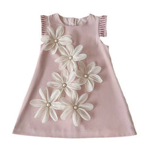 Load image into Gallery viewer, Summer Loose Sleeveless Dress for Girls Western Style Three-Dimensional Petal Pleated Satin Vest Dress: Pink / 4-5 Years (120cm)
