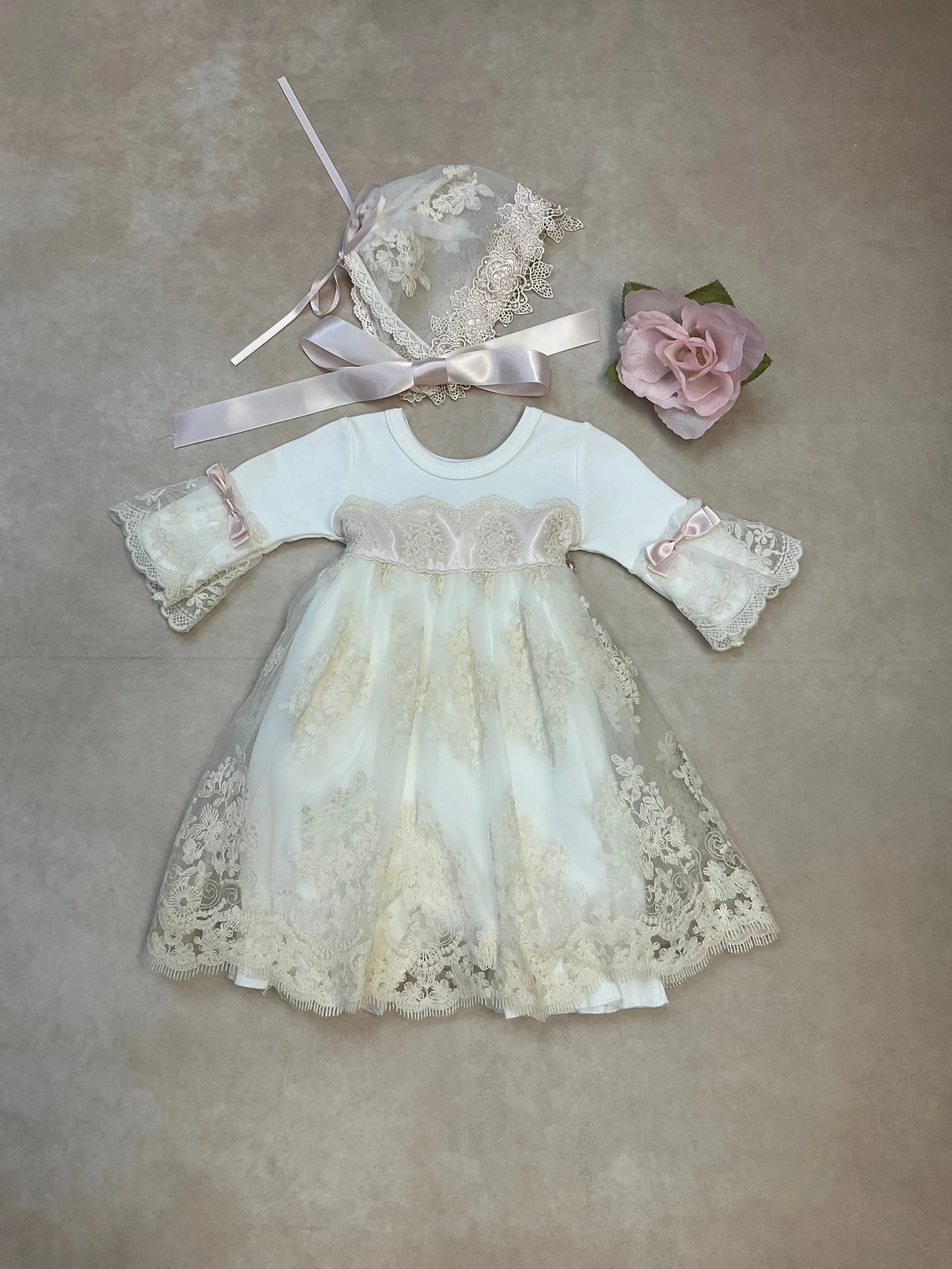 white christmas dresses Pink Floral Lace-Up Cotton Dress – Countryside Fairytale Romance Ivory / Xs main image 0
