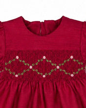 Load image into Gallery viewer, Julius Berger &amp; Carriage Boutique - Floral Smocked Silk Red Short Sleeve Baby Girl Dress: 3M