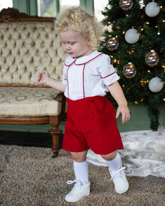 Marco and Lizzy - Boy's 'Red Christmas" Corduroy Boy Short: 6M