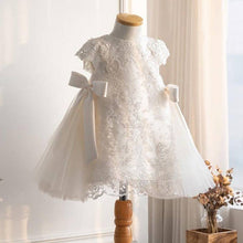 Load image into Gallery viewer, shoplittleswan - A-Line Lace Tea Length Flower Girl Dress with Bowknot: White / 18-24 Months (90cm)