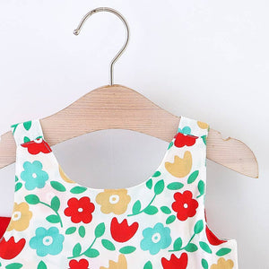 2pcs Floral Print Bowknot Sleeveless Baby Dress: 18-24 Months / Pink