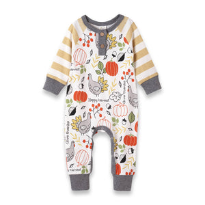 Baby's Thanksgiving Turkey Bamboo Romper: 6-9M