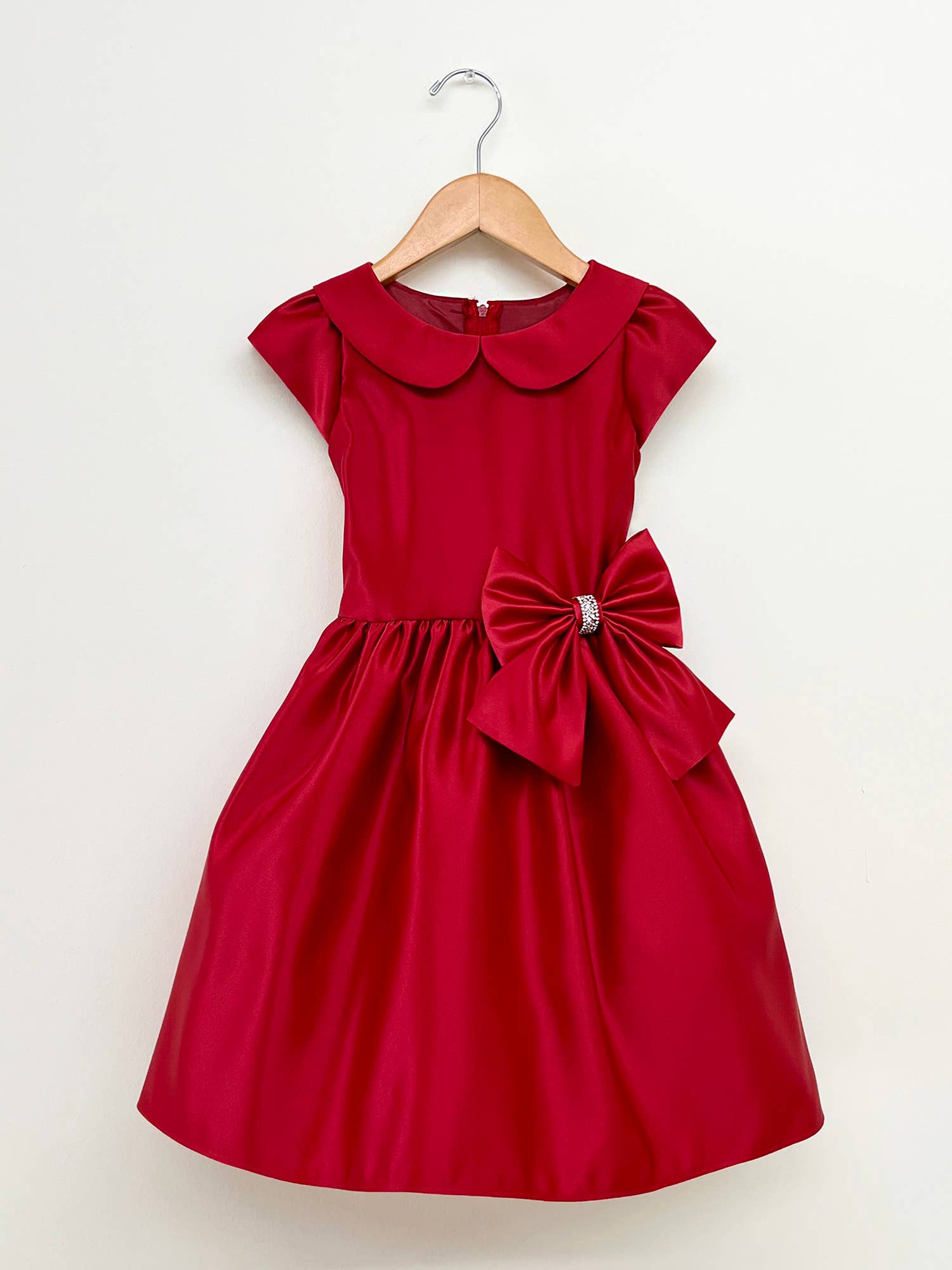 Sweet Kids, Inc. - SK1002 - satin dress with collar: Red / 2