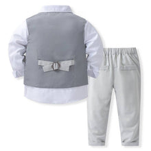 Load image into Gallery viewer, 100% Cotton Bow Regular Sleeve Formal Suit: Grey / 80cm