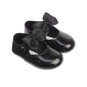 B750 Girls Soft Sole baby shoes with matching bow : Cream / UK Size  0/EU Size 16