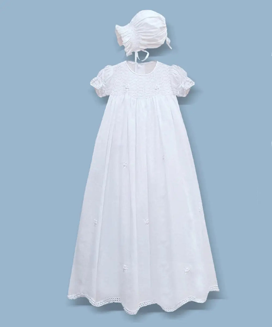 Smocked Crochet Lace Gown: 6m