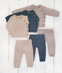 Sasha Cotton Knit 2pc Shirt and pants Baby Outfit Set: Juniper Berry / 12-18m