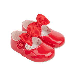 B750 Girls Soft Sole baby shoes with matching bow : Cream / UK Size  0/EU Size 16