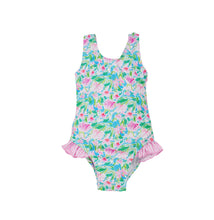 Load image into Gallery viewer, Flap Happy - Kids UPF50+ Delaney Hip Ruffle Swimsuit for Girls: Mermaid Friends / 2