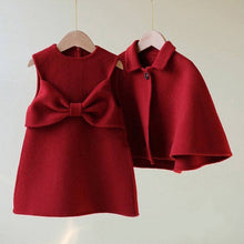 Load image into Gallery viewer, 2 Pieces Toddler Girl Red Woolen Dress Set: Red / 5-7T