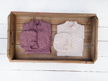 Load image into Gallery viewer, Grace Knitted Romper with Hat 2pc Set Apricot pink or Plum: Light Apricot/pink / 3-6m