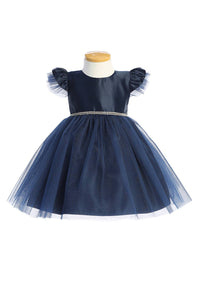 Sweet Kids, Inc. - SKB910 - satin with flutter sleeve baby girl dress: Red / XL (24mths)