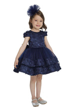 Load image into Gallery viewer, Pamina Kids - Navy Layered Skirted Girls Dress 6-24 Month 34140pr: 12 Month