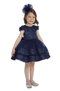 Pamina Kids - Navy Layered Skirted Girls Dress 6-24 Month 34140pr: 12 Month