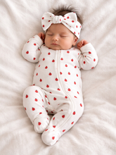 Load image into Gallery viewer, Ladybug / Organic Pointelle 2-Way Zip Footie: 6-9M