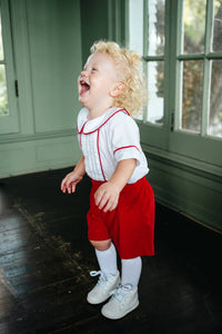 Marco and Lizzy - Boy's 'Red Christmas" Corduroy Boy Short: 3T