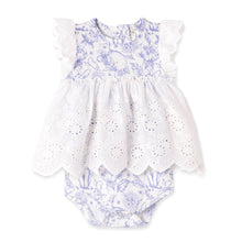 Load image into Gallery viewer, Tesa Babe - Baby Girl Bamboo Easter Bunny Toile Eyelet Skirted Bodysuit: 0-3M