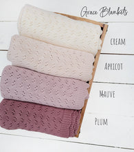 Load image into Gallery viewer, Baby knitted cotton Crib blanket baby lace knit Grace Cover: Cream