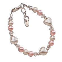 Load image into Gallery viewer, Girls Sterling Silver Heart Bracelet, Babies, Kids, Toddlers: Medium 1-5 Years