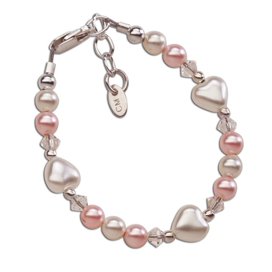 Girls Sterling Silver Heart Bracelet, Babies, Kids, Toddlers: Small 0-12m