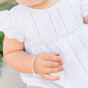 Sterling Silver Pearl Baby Girl Cross Bracelet Baptism Gift