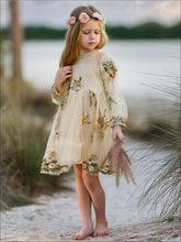 Load image into Gallery viewer, Flower Embroidered Lace Dress: Yellow / 3T