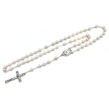Load image into Gallery viewer, RM Trading - Rosary Pearl Glass Cream Beads Silver Tone