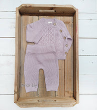 Load image into Gallery viewer, Sasha Cotton Knit 2pc Shirt and pants Baby Outfit Set: Juniper Berry / 12-18m