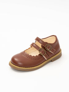 Marie Nicole Clothing - Double Buckle Mary Jane Hard Sole Shoes: Chestnut Brown / 8C