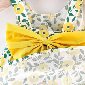 2pcs Floral Print Bowknot Sleeveless Baby Dress: 6-9 Months / Pink