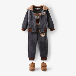 Toddler Boy 3pcs Vest and Sweatshirt and Pants Set: Grey / 2 Years