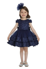 Load image into Gallery viewer, Pamina Kids - Navy Layered Skirted Girls Dress 6-24 Month 34140pr: 12 Month