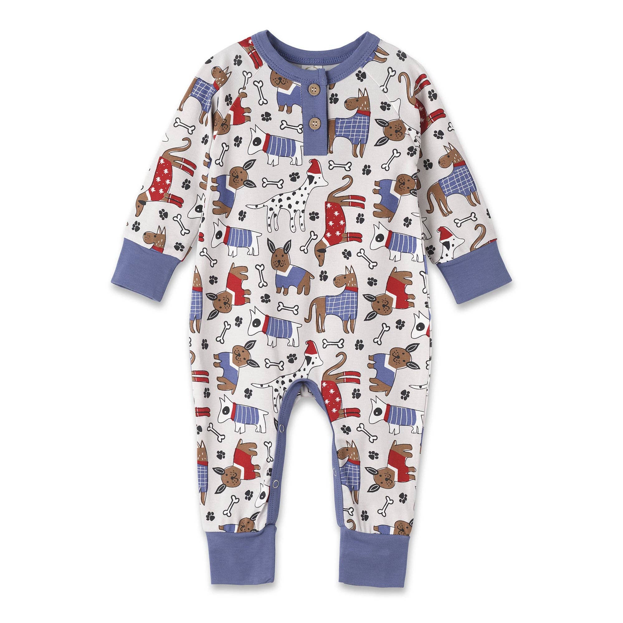 Baby Boy's Puppy Love Bamboo Henley Romper: 6-9M