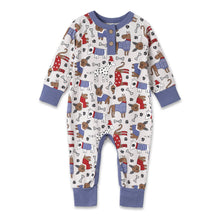 Load image into Gallery viewer, Baby Boy&#39;s Puppy Love Bamboo Henley Romper: 6-9M