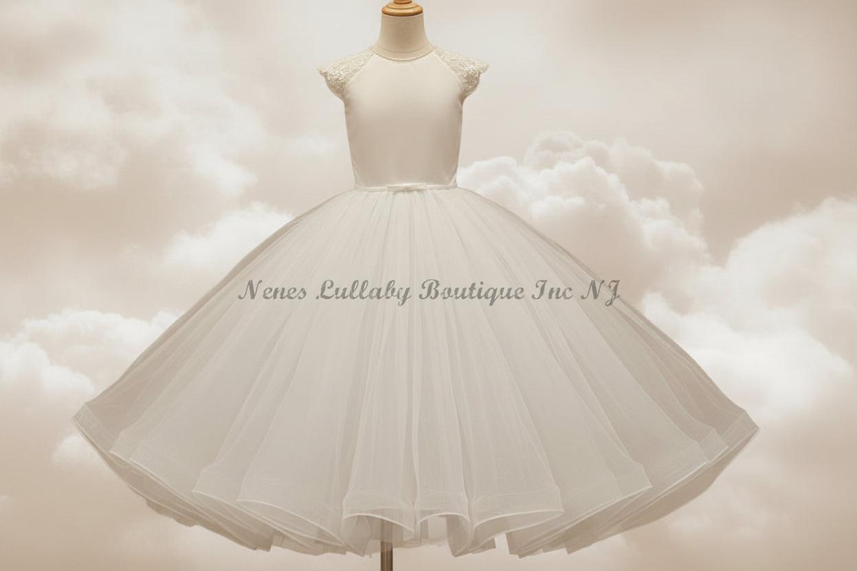Designer Communion Dress/ Flower Girl 60582 8 / Diamond White