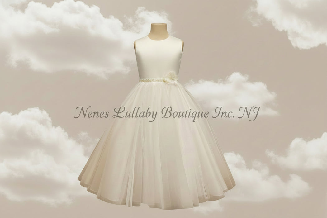 green emerald velvet dress Christina-Long-Sleeved First Communion Dress